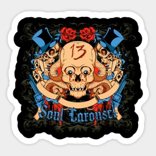 three skull gamblers Sticker